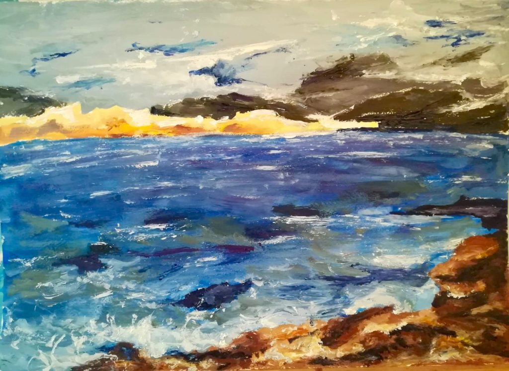 Κομνηνός Βασίλειος, Η ακτή, 50x65cm, Λάδι σε χαρτί