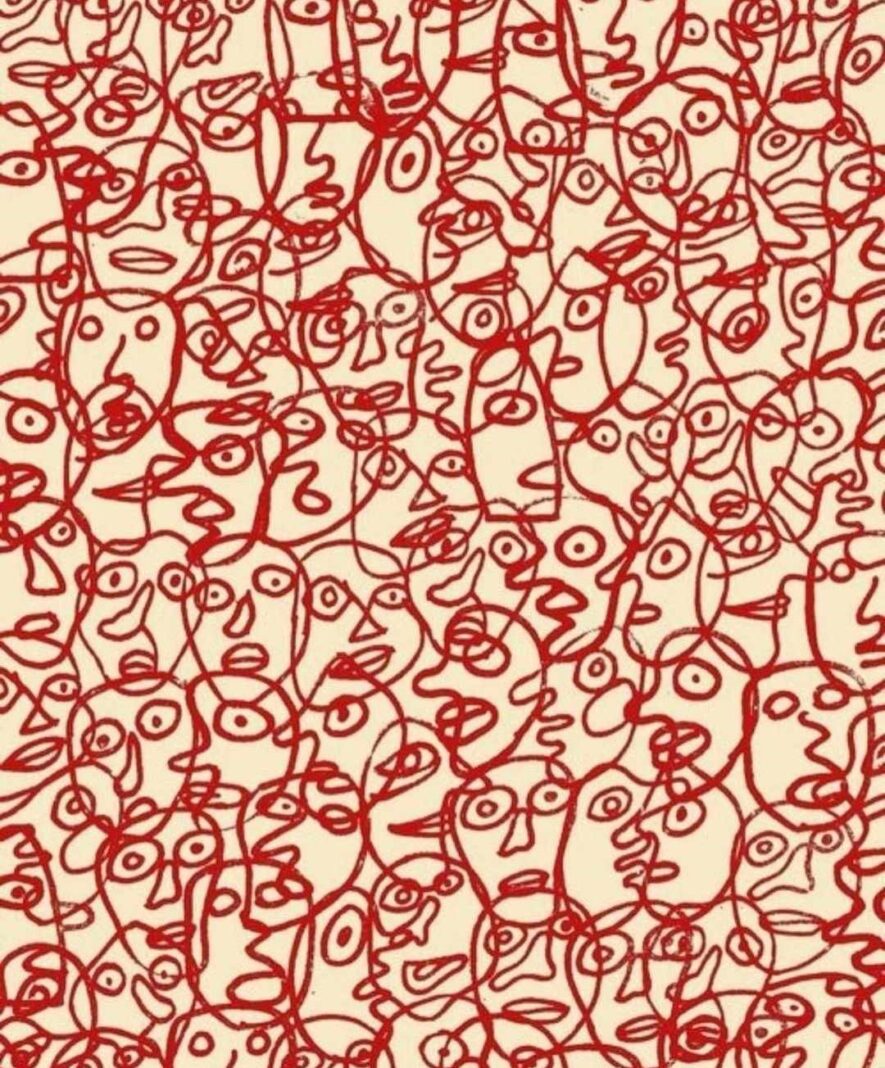 Untitled (Abdtraction with Red Faces), Jean Dubuffet (1980)